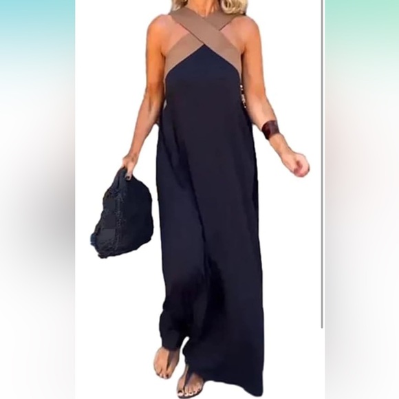 Black & Tan Maxi Halter Dress - Picture 4 of 5